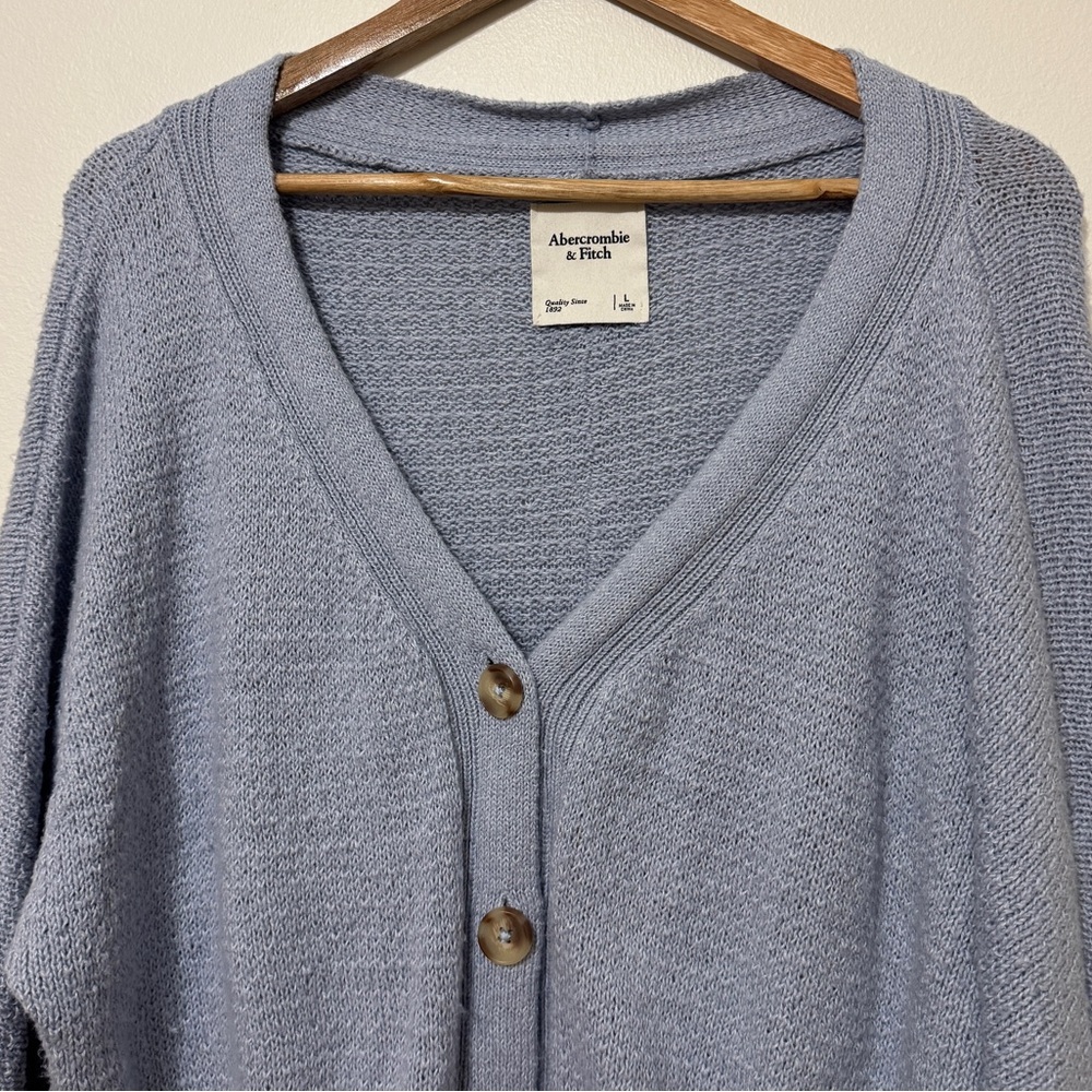 Abercrombie & Fitch Cardigan Size Large Blue Button Up  Lightweight Knit Sweater - Picture 4 of 8